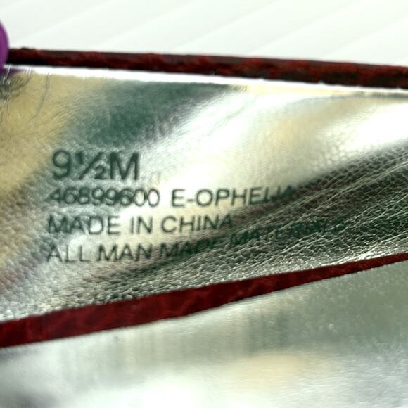 Etienne Aigner Sling Back Shoes Open Toe Womens US 9.5 Ophelia Snakeskin Red - Picture 6 of 10